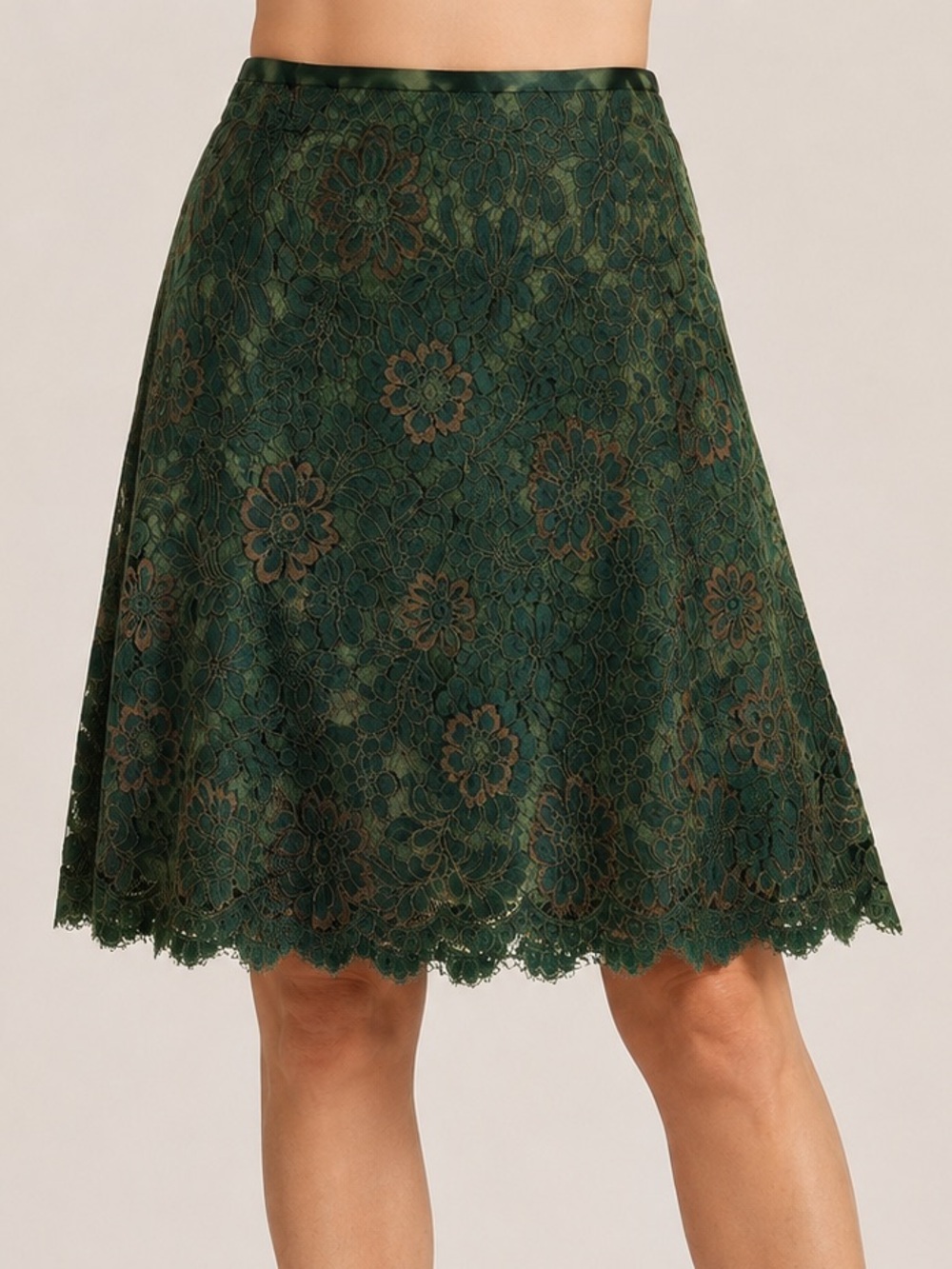 INC International Concepts -  Green Floral Lace A-Line Skirt - Sz8P (fits small)